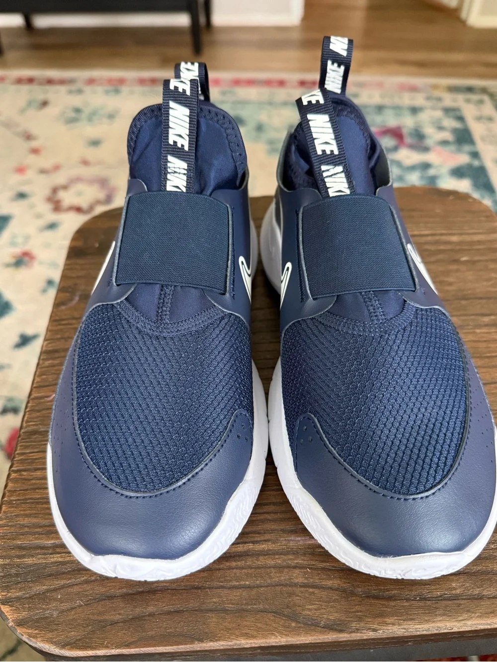 Nike Flex Runner 3 Navy White Slip-On Sneakers Youth Size 5Y NEW